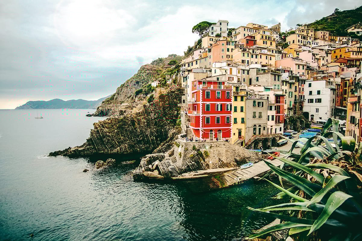 Assorted Color Buildings and Sea in Riomaggiore